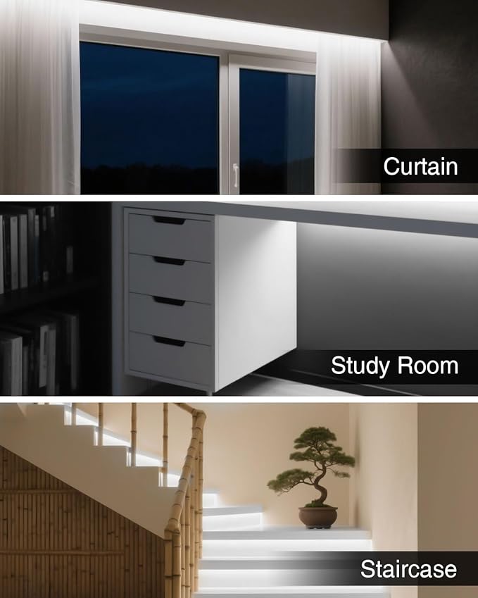 Aclorol 5V USB Powered Dimmable COB LED Strip Light 3.28FT/1M 320LEDs Cold White LED Flexible Tape Lights with 1.5M Cable for Under Cabinet TV Backlight Bedroom Wardrobe Shelves Displays (2 Pack)