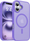 Magnetic for iPhone 16 Case, [Compatible with MagSafe][Military-Grade Drop Protection][Anti-Yellowing] Shockproof Protective Translucent Matte Cover for iPhone 16 Phone Case,Light Purple