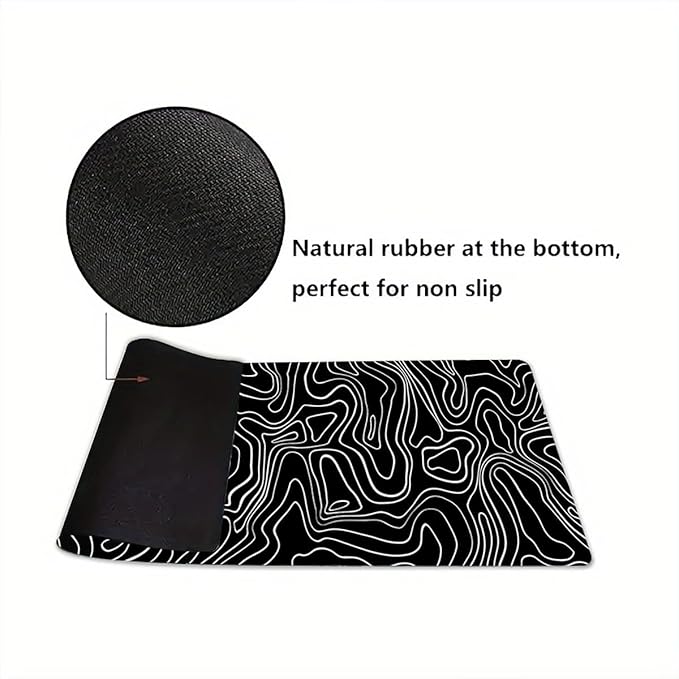 Rcege Large Mouse Pad for Desk - Gaming Mouse Pad with Stitched Edges, Anti-Slip Base for Keyboard and Mouse (Topographic Line,23.6x11.8 inch)