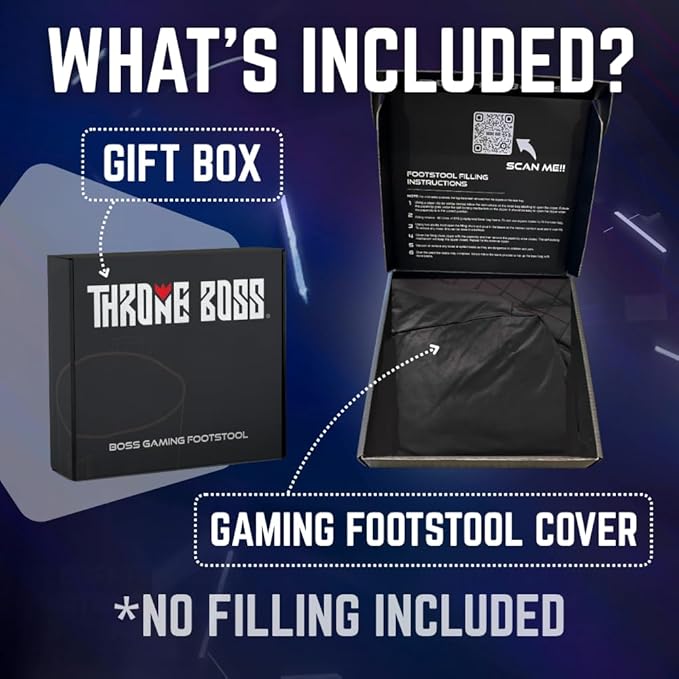 Throne Boss Gaming Footstool - Cover ONLY No Filling - Matching Bean Bag Chair Pouf/Ottoman - Round Gamer Foot Stool Footrest with Drink Holder (Pink)