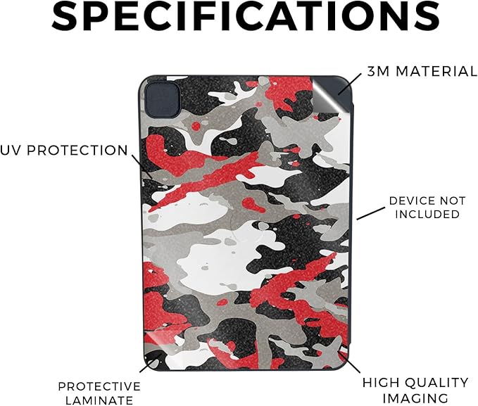 Glossy Glitter Skin Compatible with Apple Smart Folio for iPad Pro 11-inch (M4/M5) 2025 - Red Camo - Premium 3M Vinyl Protective Wrap Decal Cover | Crafted in The USA by MightySkins
