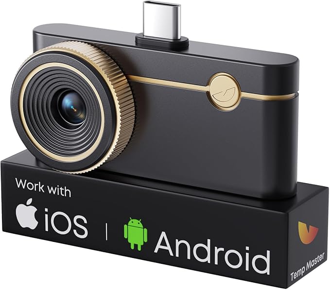 Thermal Master P3 - Thermal Camera for iOS & Android, 8mm Macro Vision Infrared Imager with 35mk NETD, 512x384 Super Resolution, 3.6℉ Accuracy, Manual Lens, Work for Home PCB Inspection, Black