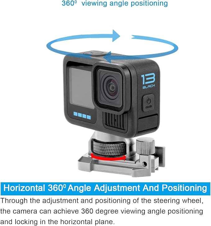 Forevercam 360°Rotate Aluminum Helmet Mount for Gopro Hero 13 12 11 10 9 8 DJI Osmo Insta360 AKASO and Other Action Camera 1/4’’-20 Lock Protector Quick Release Buckle Clip Basic Base Mount