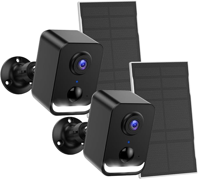 PEEIPM Security Cameras Wireless Outdoor: Solar Power Cameras for Home Security WiFi Battery Seguridad Camara System Kit Surveillance Monitor with Motion Sensor Flood Light Alarm & Color Night Vision