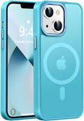 Newfuture Designed for iPhone 13 Case & iPhone 14 Case with Magnetic [13 FT Military Drop Protection] [Compatible with Magsafe] Slim Translucent Shockproof with Anti-Fingerprint Phone Case, Lake Blue
