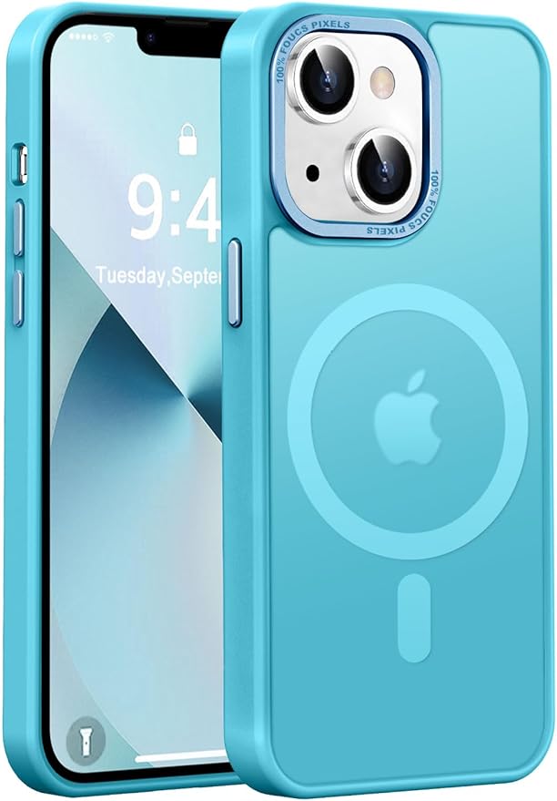 Newfuture Designed for iPhone 13 Case & iPhone 14 Case with Magnetic [13 FT Military Drop Protection] [Compatible with Magsafe] Slim Translucent Shockproof with Anti-Fingerprint Phone Case, Lake Blue