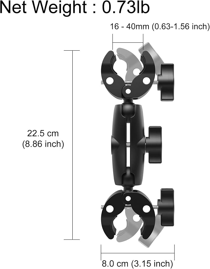 Taisioner Double Super Clamp Mount Umbrella clamp Camera Clamp Pole Clamp for Monitor Bracket Magic Socket Arm Desk Photo Studio Light Stand, Photography Reflector, Flag Holder Mount, Cross Bar