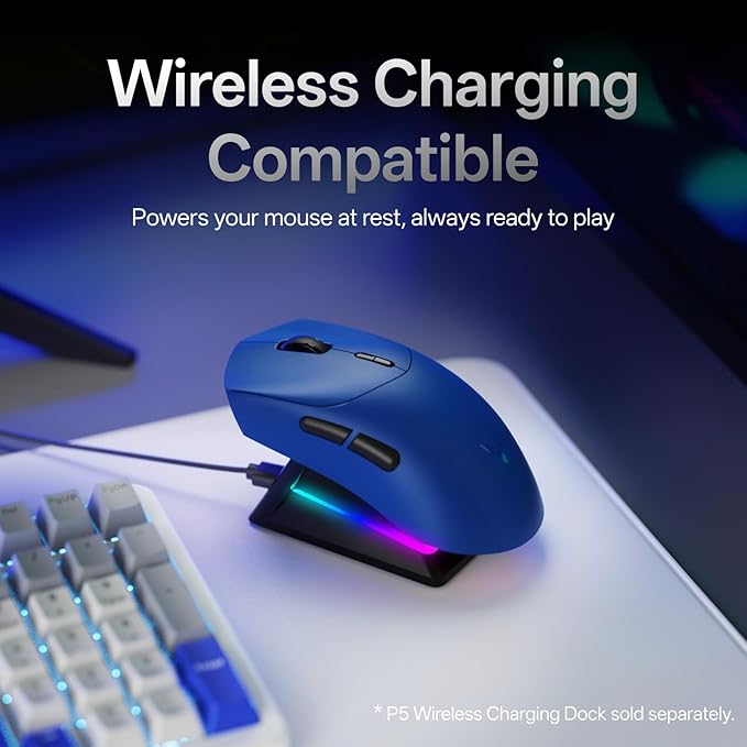 Rapoo VT7 Wireless Gaming Mouse, True 8K Wireless Polling Rate, 53g Lightweight, Up to 750 Hr Battery, Nordic nRF54L15 MCU, 100-Million Mechanical Switch, 10 Programmable Buttons, Macro Enabled
