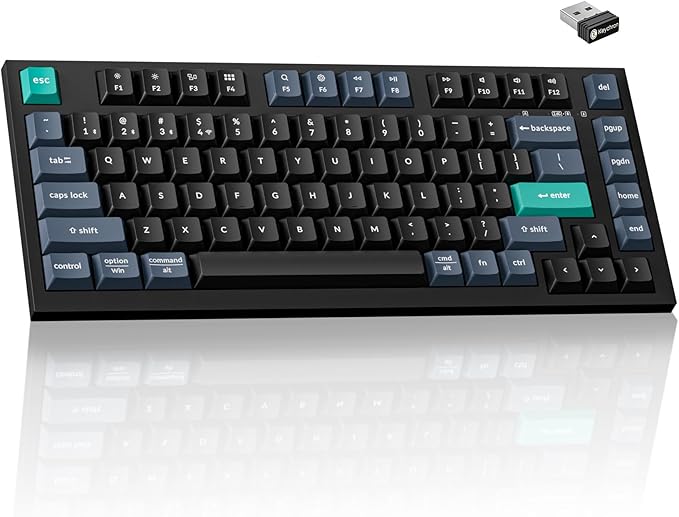 Keychron B31 Wireless Silent Keyboard, 75% Layout Quiet Typing Custom Programmable, 2.4 GHz/Bluetooth/Wired Ergonomic Support Compatible for Mac Windows Linux - Deep Black
