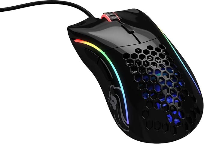 GLORIOUS Gaming - Superlight Wired PC Gaming Mouse with Honeycomb Shell, 6 Programmable Buttons, RGB Lighting & PTFE Skates - Model D, Glossy Black