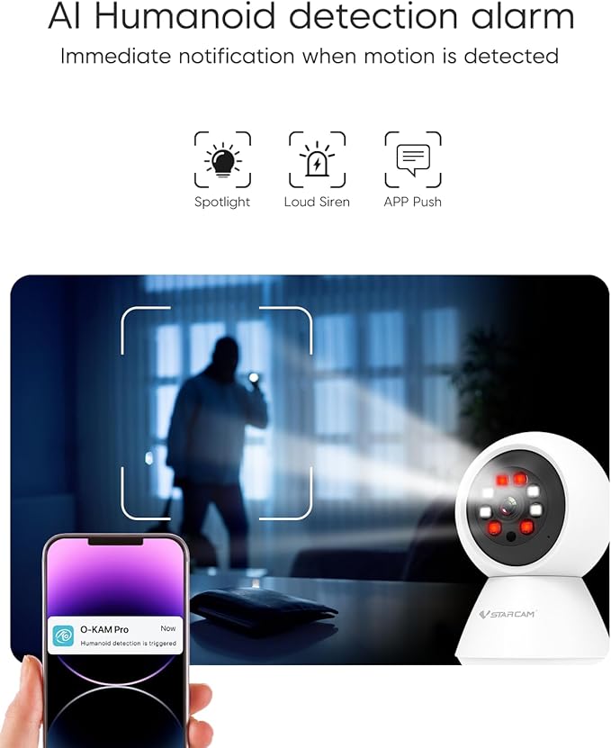 VSTARCAM Inside Cameras for House, 1080P with 5X Zomm, 360° Pan-Tilt, Color Night Vision, Motion Detection, Real-time Alerts, 2-Way Audio, Compatible with Alexa, Cloud & SD Card Storage(up to 256GB)