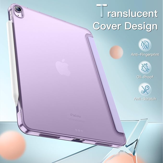 JETech Case ONLY for iPad Air 11-Inch M4/M3/M2 (2026/2025/2024), iPad Air 5/4 (2022/2020 5th/4th Generation 10.9-Inch), Slim Stand Hard Back Shell Cover with Auto Wake/Sleep (Light Purple)