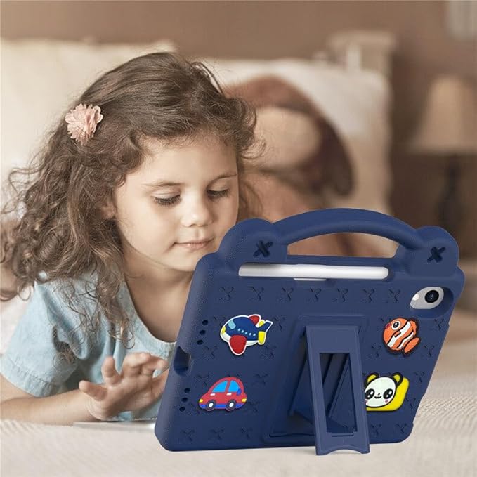 AKABEILA Compatible with Apple iPad mini 6 2021 8.3 inch Tablet Case, Kids Friendly Universal Lightweight Shockproof Protective Case with Shoulder Strap & Stand Handle & Pen Tray Navy Blue