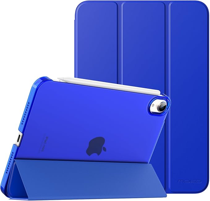 MoKo for iPad mini 7 (A17 Pro) Generation Case 2024, iPad mini 6 Case 2021, 8.3-inch Slim Lightweight Protective Hard Back PC Shell Stand Cover Support Touch ID, Auto Wake/Sleep, Klein Blue