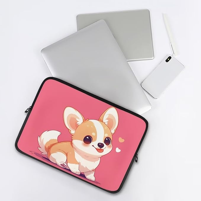 Cute Corgi Laptop Sleeve for Women Girls 13 Inch Laptop Accessories with Versatile Uses Lap Top Case Portable Computer Sleeve Laptop Pouch Ideal Gifts for Holidays Pink