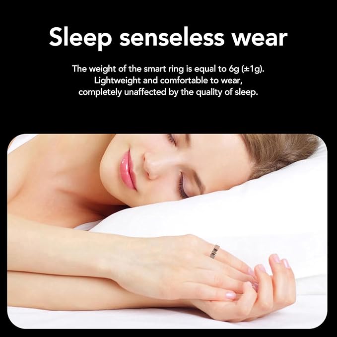 ciciglow Smart Ring, Smart Ring Health Tracker Sleep Monitoring Step Counter, IP68 Waterproof Intelligent Wearable Device, Gold Sports Ring with Chariging Cable