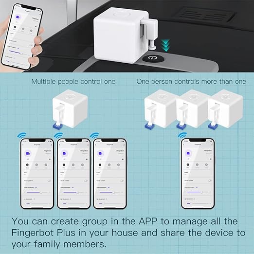 MoesGo Smart Bluetooth Fingerbot Plus with Accessories, Wireless Smart Light Switch Button Pusher Bot, Remote Control Smart Life Tuya App, Add Fingerbot Hub Make it Compatible Alexa and Google Home