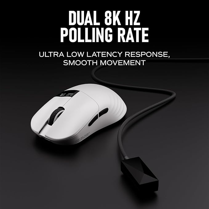 OOCTPK Chilkey Wireless Mouse, Glacier LW 8K M Gaming Mouse with OLED Screen, 8K Polling Rate, 30000 DPI Optical Tracking, 750 IPS, Bluetooth 5.2/2.4G/USB-C, 49g Super Lightweight, 100 Million Clicks