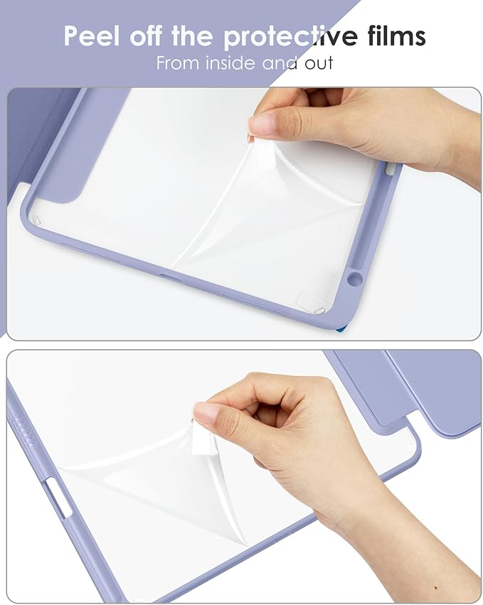 VIKESI for iPad Pro 11 Inch 4th/3rd/2nd/1st Generation Case, iPad Air 11-inch / 5th / 4th Generation Case with Clear Back,Pencil Holder,Auto Sleep/Wake,Camera Protection,Blue Purple