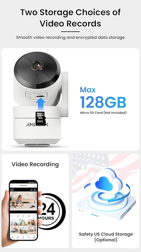 2 Pack Indoor Wired Security Cameras, 360° WiFi Camera for Home/Pet/Baby with Night Vision, AI Motion Detection, 2-Way Audio, Local/Cloud Storage, Compatible with Alexa & Google Assistant