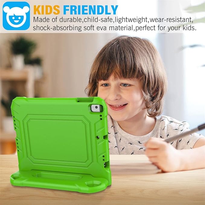 SUPLIK Kids Case for iPad 5th/6th Generation (9.7 inch, 2017/2018), iPad Air 1 & Air 2 & Pro 9.7 Case with Screen Protector, Durable Shockproof Kids Cover with Handle Stand, Green
