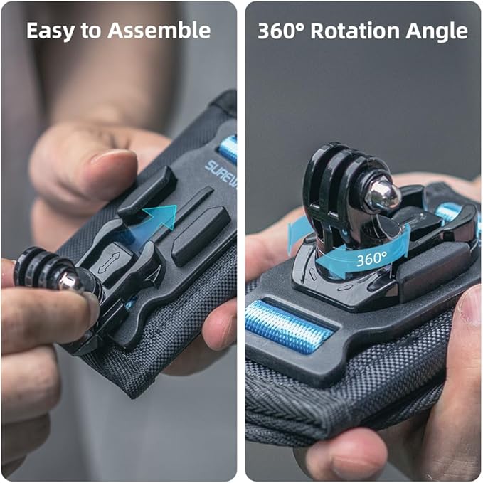 Backpack Shoulder Strap Mount Camera with Adjustable Shoulder Pad and 360 Degree Rotating Base, Bag Belt Holder Clip Compatible with GoPro Hero 13/12/11/9/8, DJI Action 6/5 Pro/4, AKASO and More