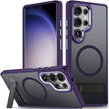 MALEWOLF Stand for Samsung Galaxy S25 Ultra Case Magnetic, Phone Case Compatible with MagSafe, Anti-Slip Grip & Slim Translucent Cover, Rugged Drop Protection (Dark Purple)