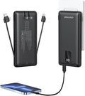 charmast Portable Charger with Built-in Cables and Wall Plug, 10000mAh USB C Portable Power Bank, Potable Phone Charger, Travel Essentials Compatible with iPhones, Samsung Galaxy, iPad