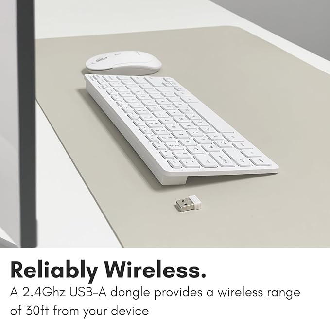 Macally Mini Compact Keyboard - Wireless Keyboards for Desktop PC, Surface, Chromebook, Notebook, Laptop Keyboard, Slim Key Board with 2.4G Wireless USB - Small Keyboard for Travel (White)