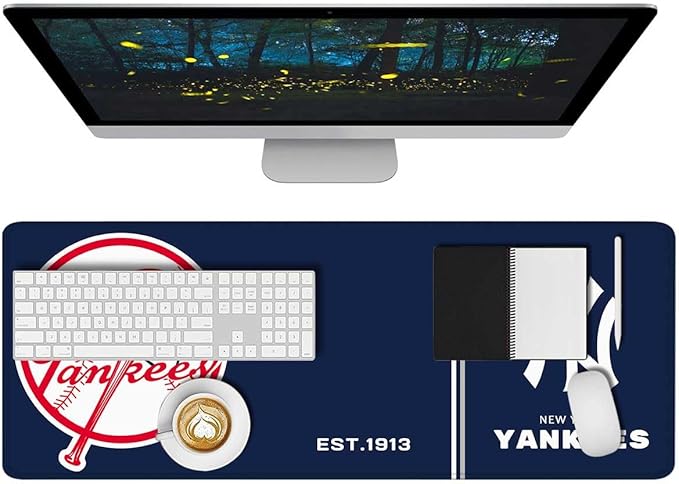 Baseball Mouse Pad Extended Large Gaming Desk Pad 31.5 x 11.8 Inch, XL Mousepad Topographic Mouse Pad with Anti-Slip Rubber Base for New York Home Office