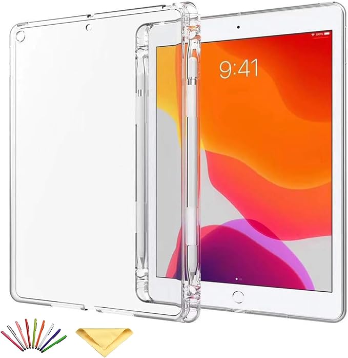 Clear Case for iPad mini 5/4/3/2/1 Cover 7.9" (iPad mini 5th/4th/3rd/2nd/1st Generation) with Pencil Holder Lightweight Crystal Transparent Shockproof Soft TPU Back Protective Shell, Clear