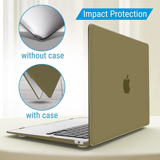 IBENZER Compatible with New MacBook Air 13 inch Case 2022 2021 2020 M1 A2337 A2179 A1932, Plastic Hard Shell Case with Keyboard Cover for Mac Retina Display with Touch ID, Olive Green, MAT13-OLGN+1