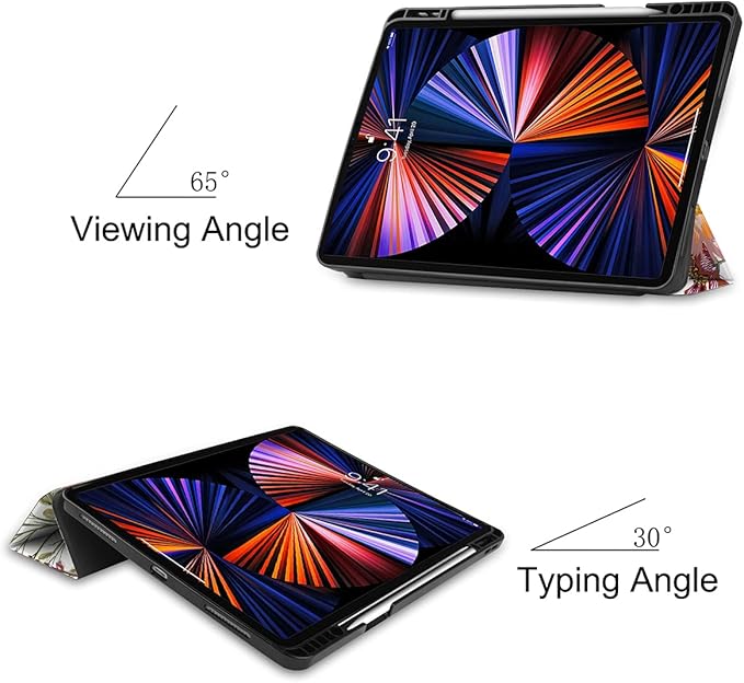 DONGKE Case for iPad Pro 11 inch (4th, 3rd, 2nd & 1st Gen) 2022 2021 2020 2018, Trifold Stand + Pencil Holder + Auto Wake/Sleep + Soft TPU Protective Stand Back Cover, Floral