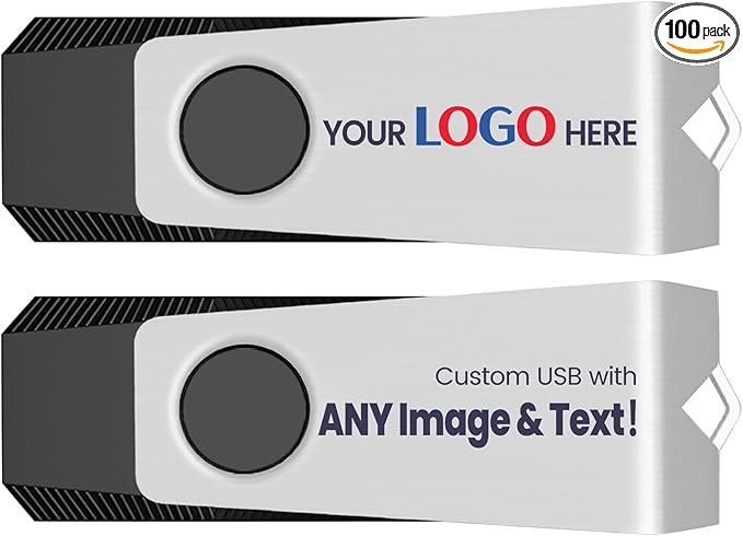 Customizable Flash Drives 128GB, Wooolken Personalized USB 2.0 Drive 10/20/50/100 Pack, Custom Thumb Drive Engraved Logo USB Drive (Mixcolors)