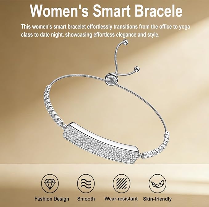 Smart Bracelet Fitness Tracker with 24/7 Health Monitoring 5ATM Waterproof,Blood Oxygen, Heart Rate, HRV,Sleep Monitor – Slim Design Long Battery Life for Women Free App Android & iOS Silver