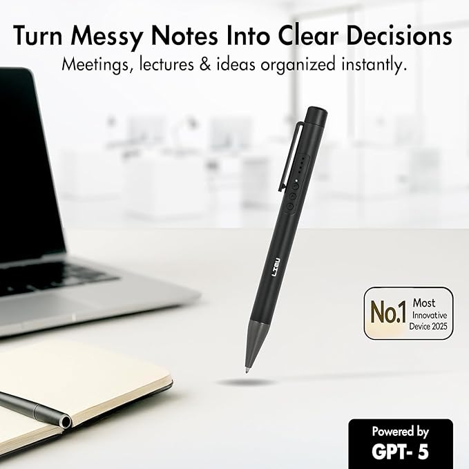 LIMU AI Voice Recorder Pen with App Control - 64GB AI Note Taking Device - ChatGPT 5 Translation, Summaries & Mind Maps (125 Languages), 400 Min/Month, 13h Recording Audio Recorder with Transcription
