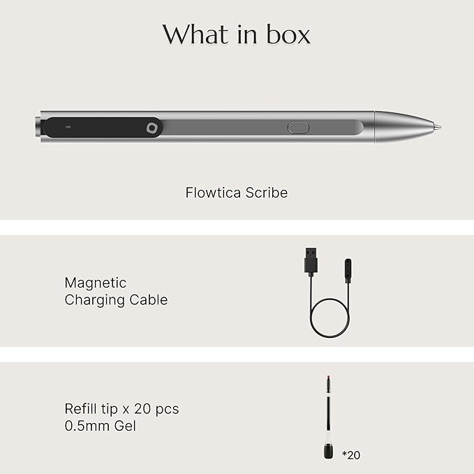 Flowtica Scribe AI Voice Recorder, App Control, Transcribe & Summarize, One-Press Highlight, HiFi Audio, Background Auto-Sync, Note Taker for Meetings & Lectures, Ultra-Slim, Pogopin Cable Included