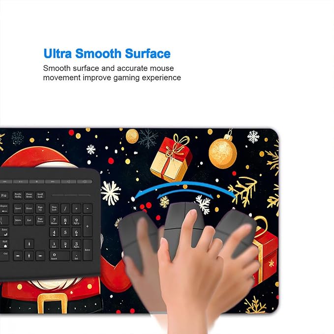 Christmas Mouse Pad Santa Clau Present Cartoon XL Mouse Pad Large Mousepad Extended Laptop Keyboard Mat Gaming Desk Pad Mouse Mat Great for Work-from-Home or Office Use 31.5x11.8 Inch