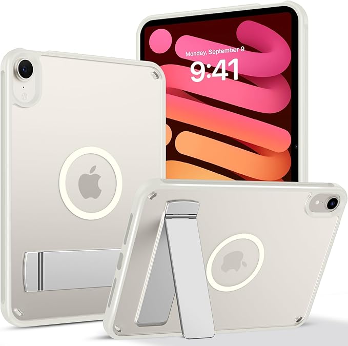 GUAGUA for iPad mini 7 Case 2024 (A17 Pro), Magnetic Mini 7th/6th Generation Case with Stand(2024/2021) with Pencil Holder Slim Protective Kickstand Case for iPad mini 7th/6th 8.3'', Space Gray