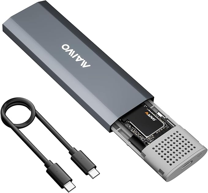 MAIWO M.2 NVMe SSD Enclosure, USB 3.1 Gen 2 USB-C (10 Gbps) External Aluminum NVMe Reader for 2230/2242/2260/2280 M-Key SSD up to 8TB, UASP Supported, Tool Free