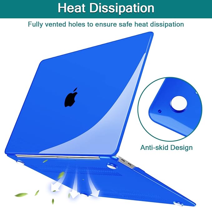 Teryeefi Case for 2022 2021 2020 MacBook Pro 13 inch M1 M2 Chip A2338 A2289 A2251 A2159 A1989 A1706 with Touch Bar 2016-2019 Release, Plastic Crystal Hard Shell & Keyboard Skin, Crystal Deep Blue