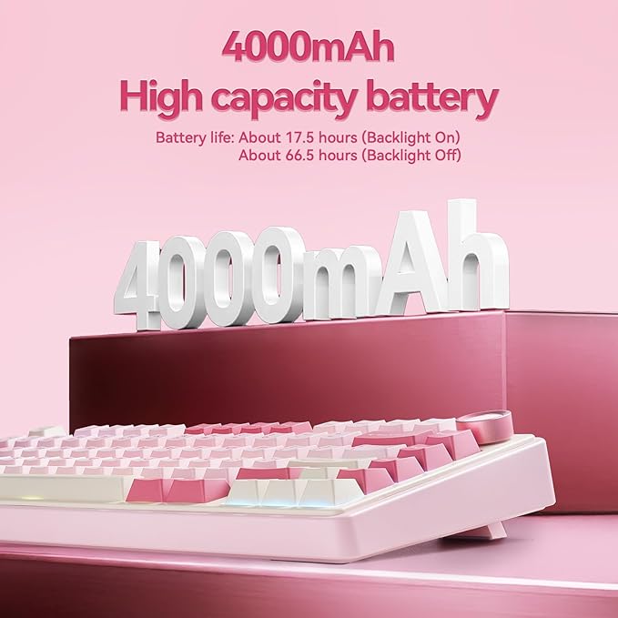 AULA F75 Wireless Keyboard, 75% Gaming Keyboard Hot Swappable with Creamy Sound,Bluetooth/2.4GHz/USB-C,Custom RGB Mechanical Keyboard for PC Gamer - Pink