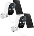 Solar Security Cameras Wireless Outdoor,2K Solar Camera Wireless for Home, 2.4GHz WiFi,Color Night Vision,Two-Way Talk,IP66 Waterproof,Two Spotlights,Cloud/SD(2 Packs,White)