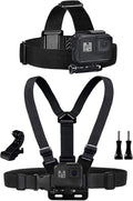 Chest Mount Harness Chesty Vest Head Mount Strap for Action Camera Compatible with GoPro Hero 12,11,10,9,8,Max,Go Pro Hero 7,6, 5,4, Session,3+,3,Hero (2018),Fusion,DJI Osmo,AKASO