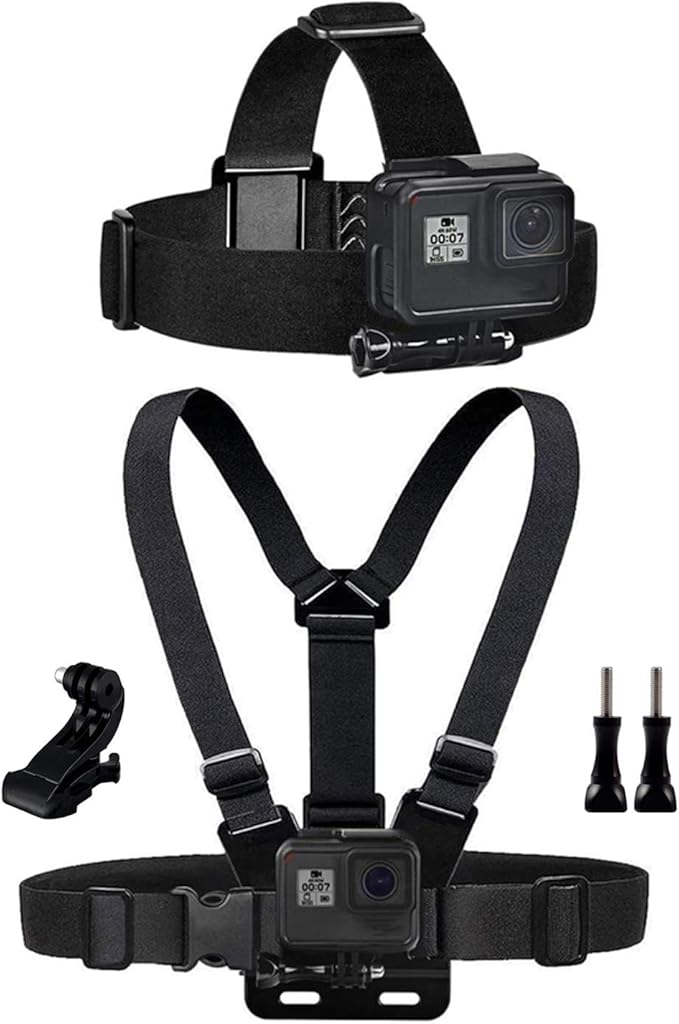 Chest Mount Harness Chesty Vest Head Mount Strap for Action Camera Compatible with GoPro Hero 12,11,10,9,8,Max,Go Pro Hero 7,6, 5,4, Session,3+,3,Hero (2018),Fusion,DJI Osmo,AKASO