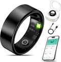 Smart Health Ring for Women Men Fitness Tracker with Heart Rate, Blood Oxygen, Blood Pressure, Sleep Monitoring, Step Counting, IP68 Waterproof for iOS and Android, No APP Fee, Black 9