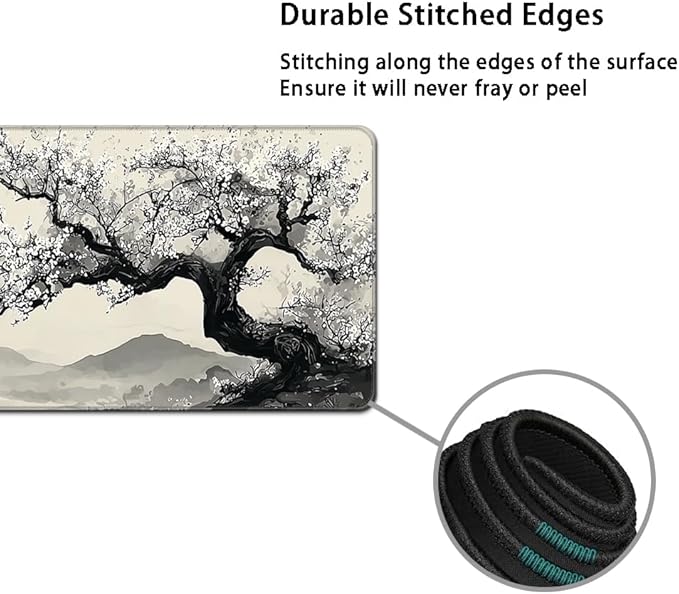 Desk Mat, Large Gaming Mouse Pad with Wrist Rest, 4 in1 XXL Mouse pad+Keyboard Wrist Rest+Mouse Pad Wrist Support+Cup Coaster Set, Ergonomic Desk Pad for Home Office, Japanese Cherry