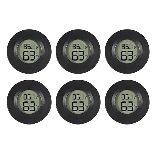 6-Pack Mini Hygrometer Thermometer Digital LCD Monitor Indoor/Outdoor Humidity Meter Gauge Temperature for Humidors Home Greenhouse Babyroom Reptile Incubator