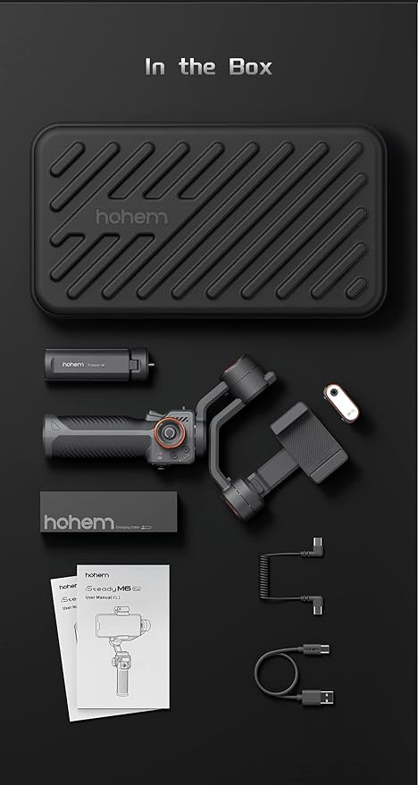Hohem iSteady M6 Kit Smartphone Gimbal Stabilizer 3-Axis with Magnetic Fill Light/AI Tracking Sensor for iPhone Android with 0.91-inch OLED Display Max Payload 400g