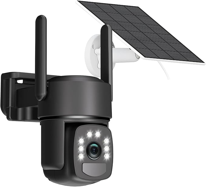 Solar Security Cameras Wireless Outdoor, Solar-Powered, No Subscription,Home Security Cameras with 4MP Color Night Vision, Auto Tracking, Pan & Tilt, Spotlight & Siren, 2.4 & 5G WiFi